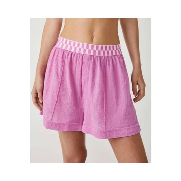 New Free People Sleep Talk Boxer Shorts in Pink Vibrant Flower Size L - Picture 2 of 9
